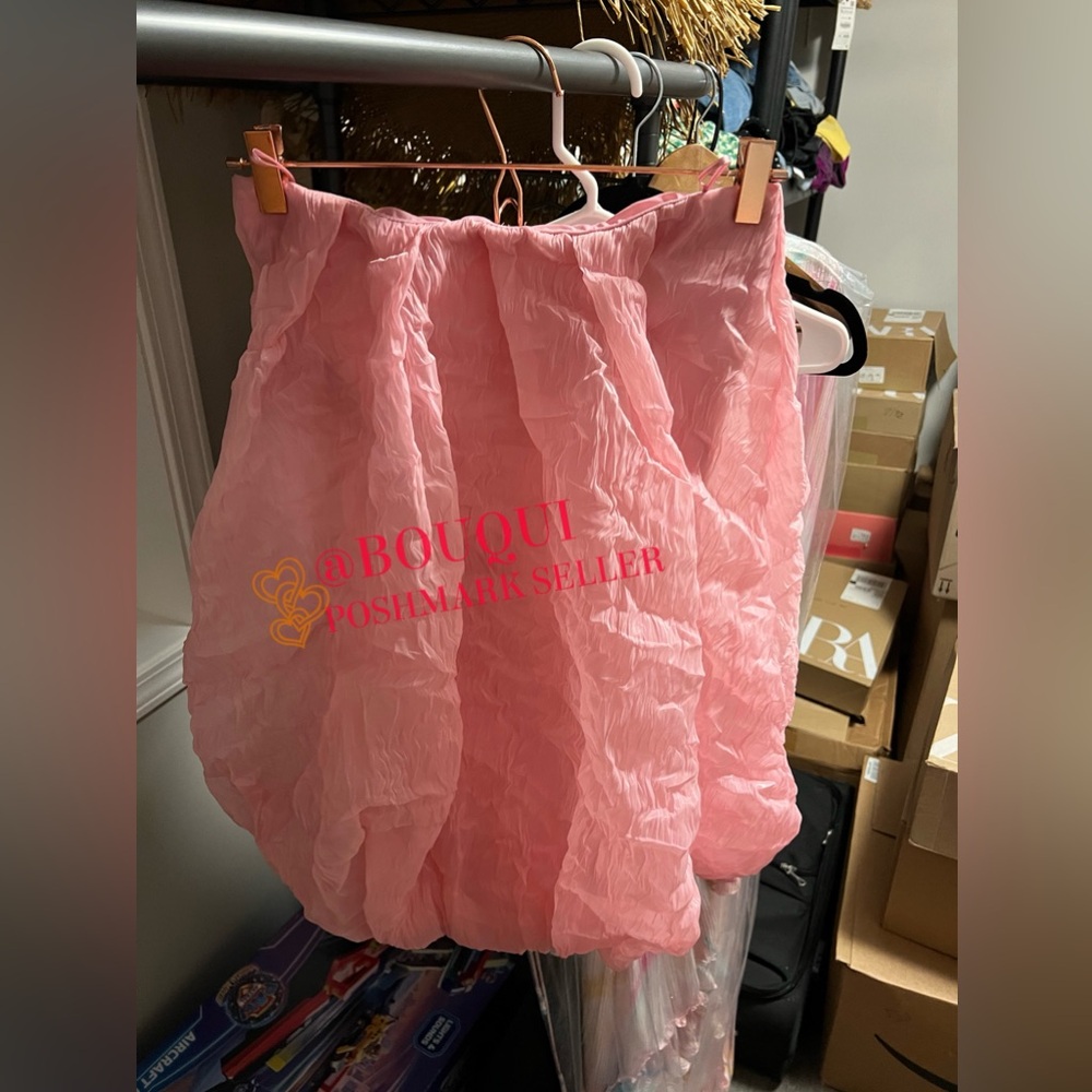 BLOGGERS FAV ZARA PINK ORGANZA BALLOON MINI DRESS - Picture 2 of 11